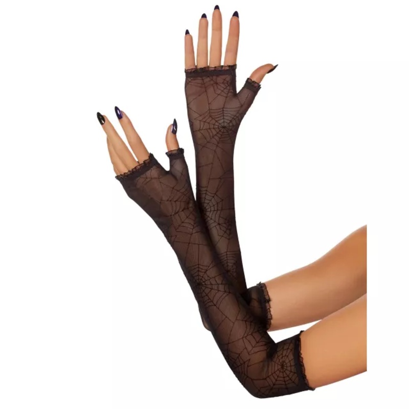 Black Spider Web Arm Warmers BLACK ONE SIZE FITS MOST