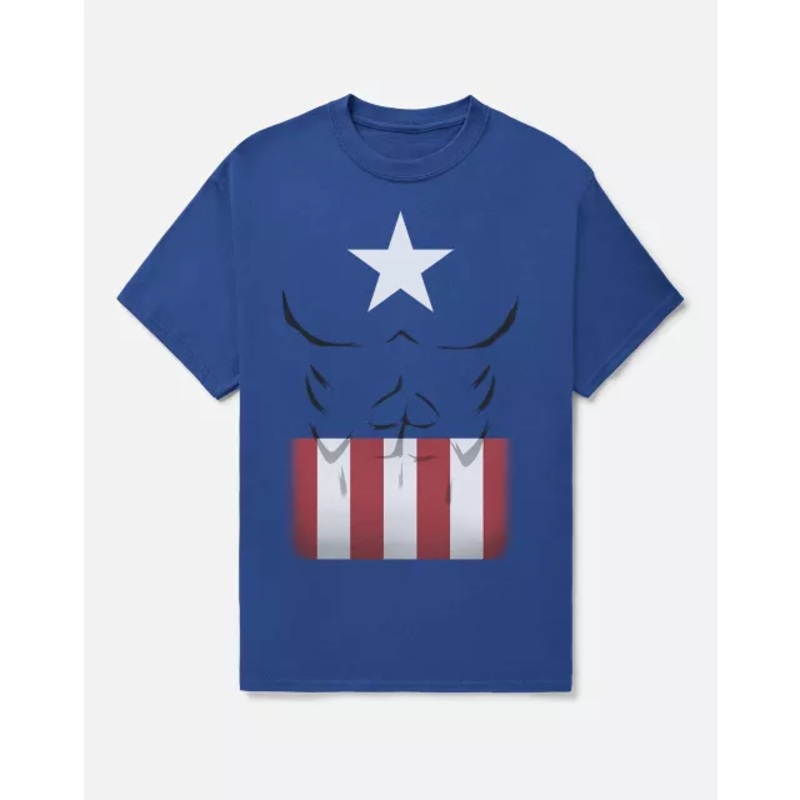 Captain America T Shirt - Marvel BLUE ADULT SMALL