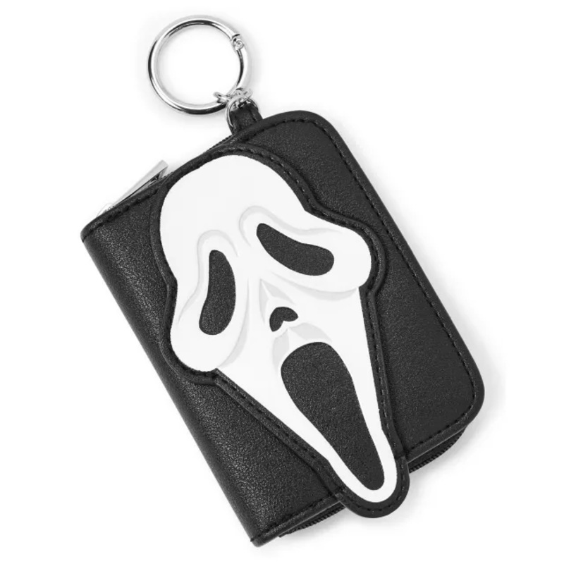 Glow in the Dark Ghost Face Zip Wallet BLACK AND WHITE