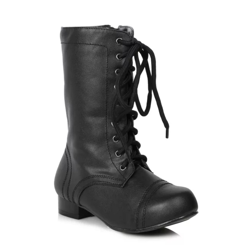 Kids Black Combat Boots BLACK SIZE 2/3