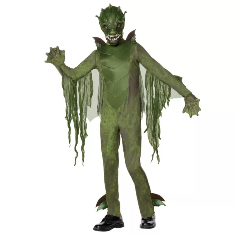 Kids Scary Sea Creature Costume GREEN CHILD SMALL