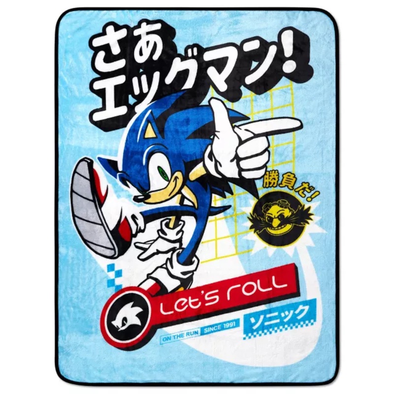 Sonic the Hedgehog Let's Roll Fleece Blanket BLUE 46 IN X 60 IN