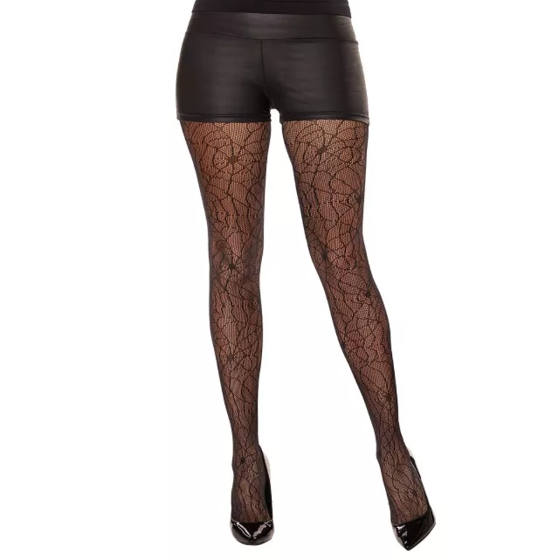 Spiderweb Lace Pantyhose BLACK PLUS SIZE