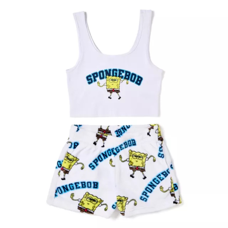 SpongeBob SquarePants Tank Top and Shorts Set WHITE ADULT SMALL