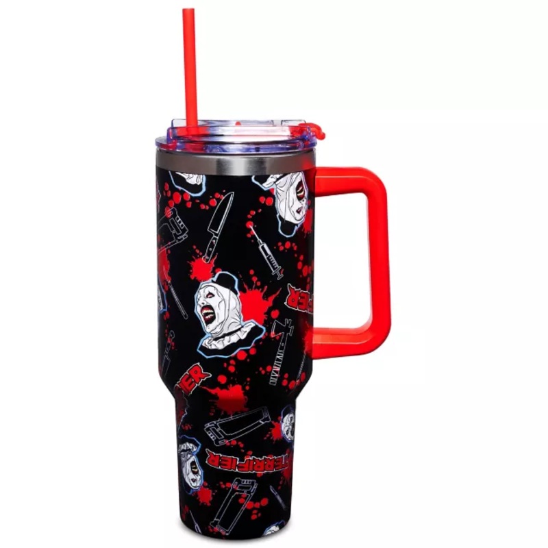 Terrifier Icons Travel Tumbler with Straw - 40 oz. BLACK AND RED 40 OUNCE