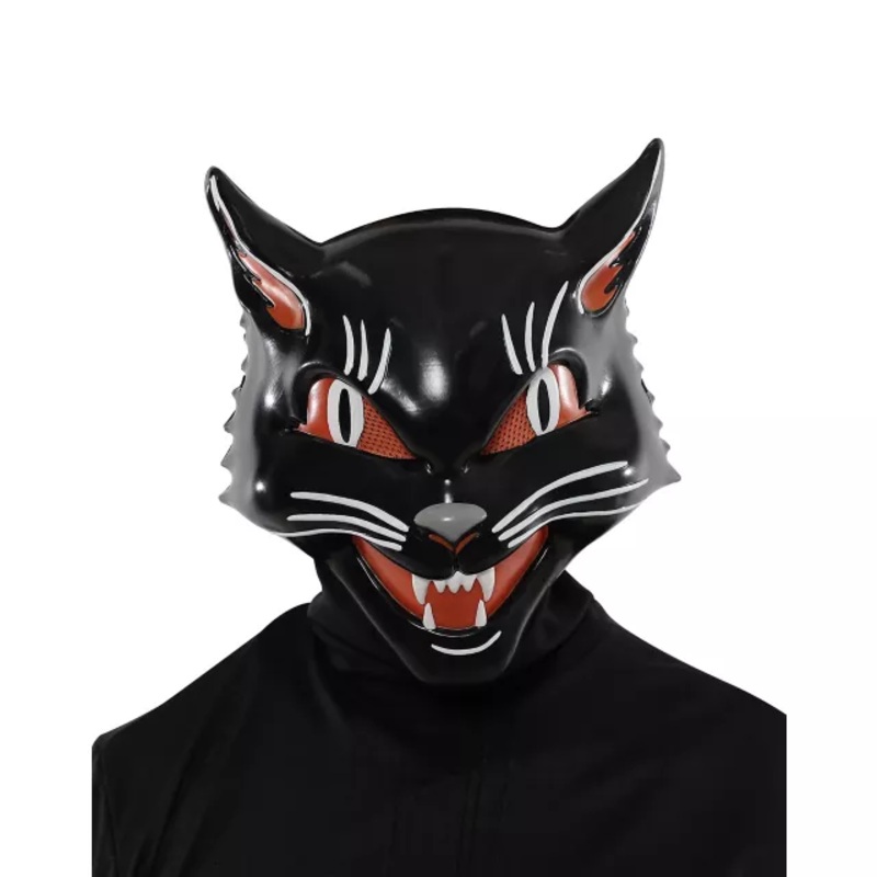 Vintage Grinning Black Cat Half Mask  ONE SIZE FITS MOST