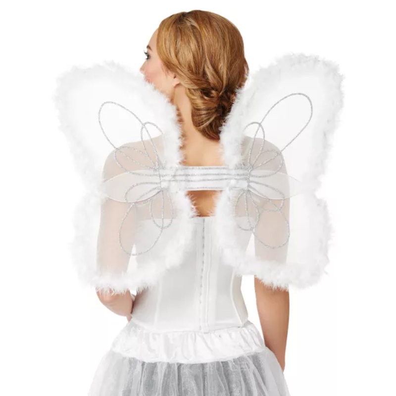 White Faux Marabou Wings WHITE ONE SIZE FITS MOST