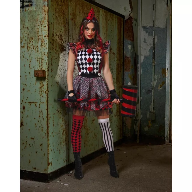 Adult Circus Misfit Costume BLACK AND RED ADULT SMALL