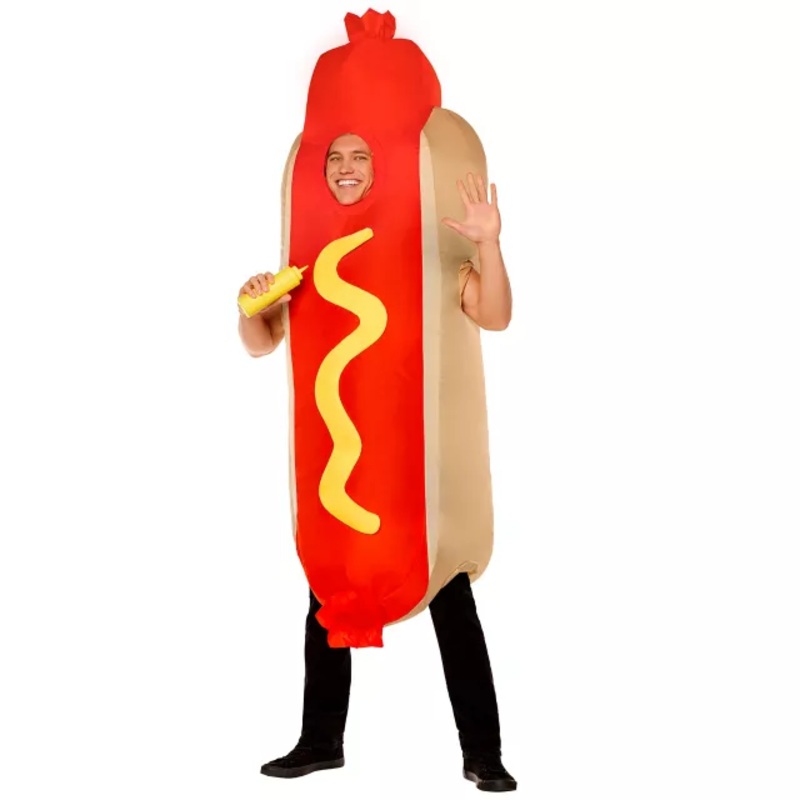 Adult Inflatable Hot Dog Costume RED ONE SIZE FITS MOST