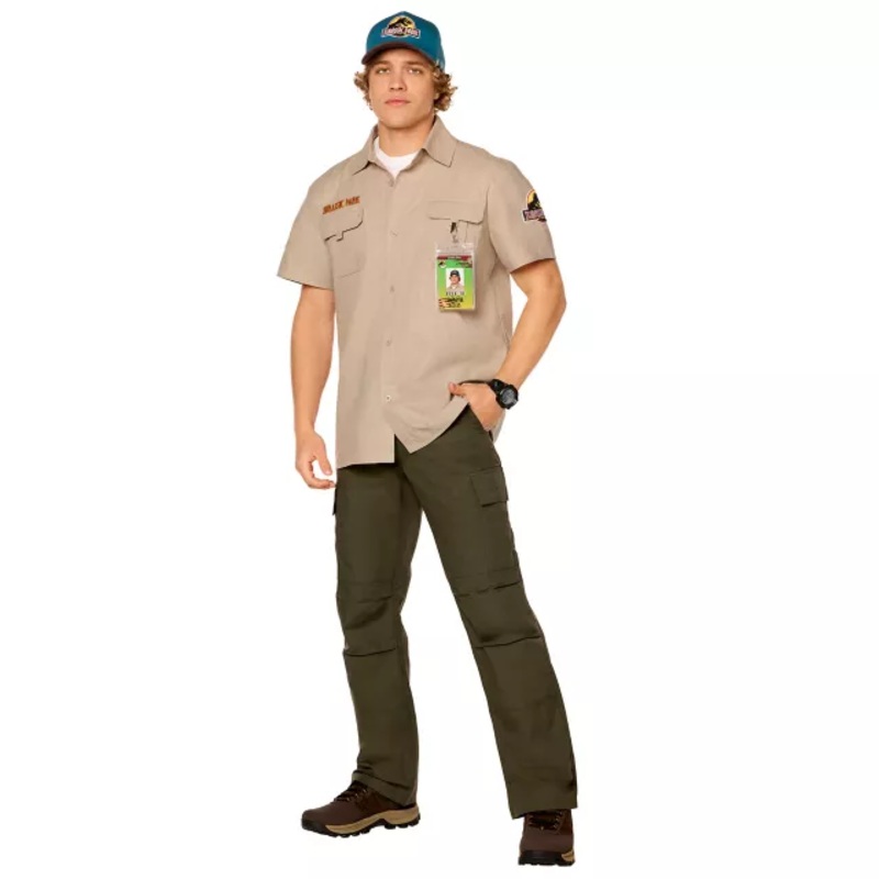 Adult Jurassic Park Work Shirt Costume Kit BEIGE ADULT SMALL