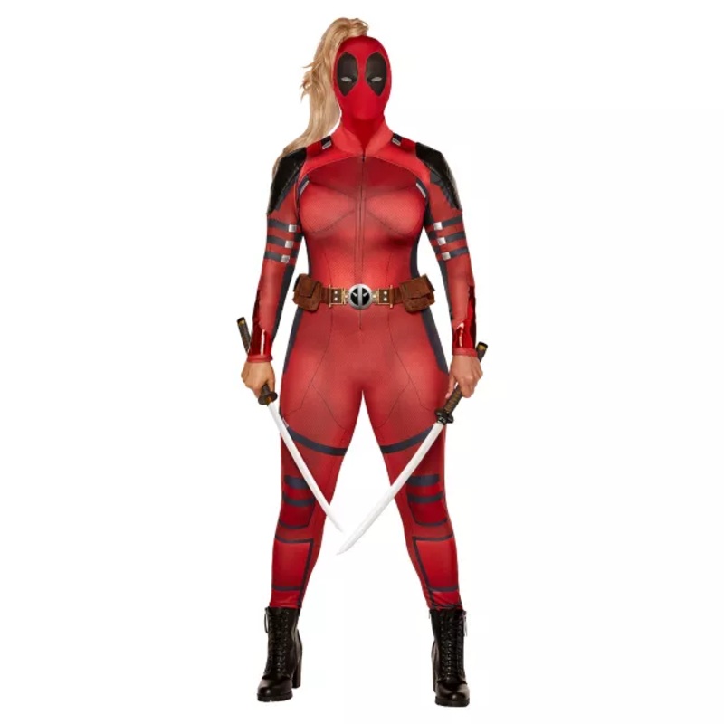 Adult Ladypool Plus Size Costume BLACK AND RED 1X