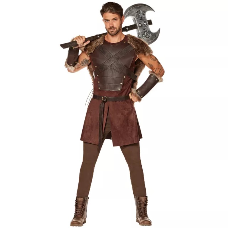 Adult Viking Warrior Costume BROWN ADULT SMALL
