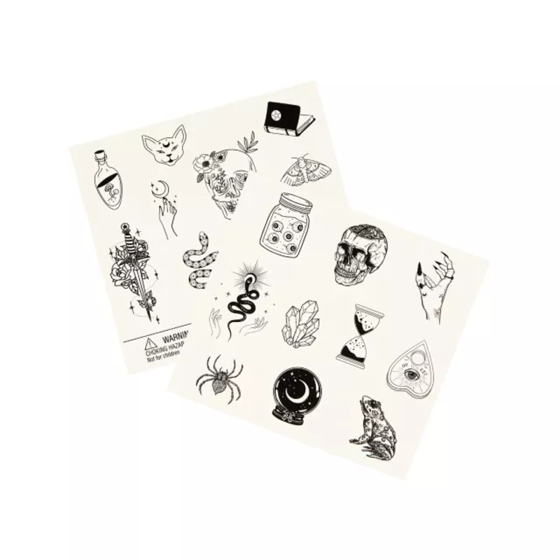 Black Gothic Witch Temporary Tattoos - 20 Pack BLACK