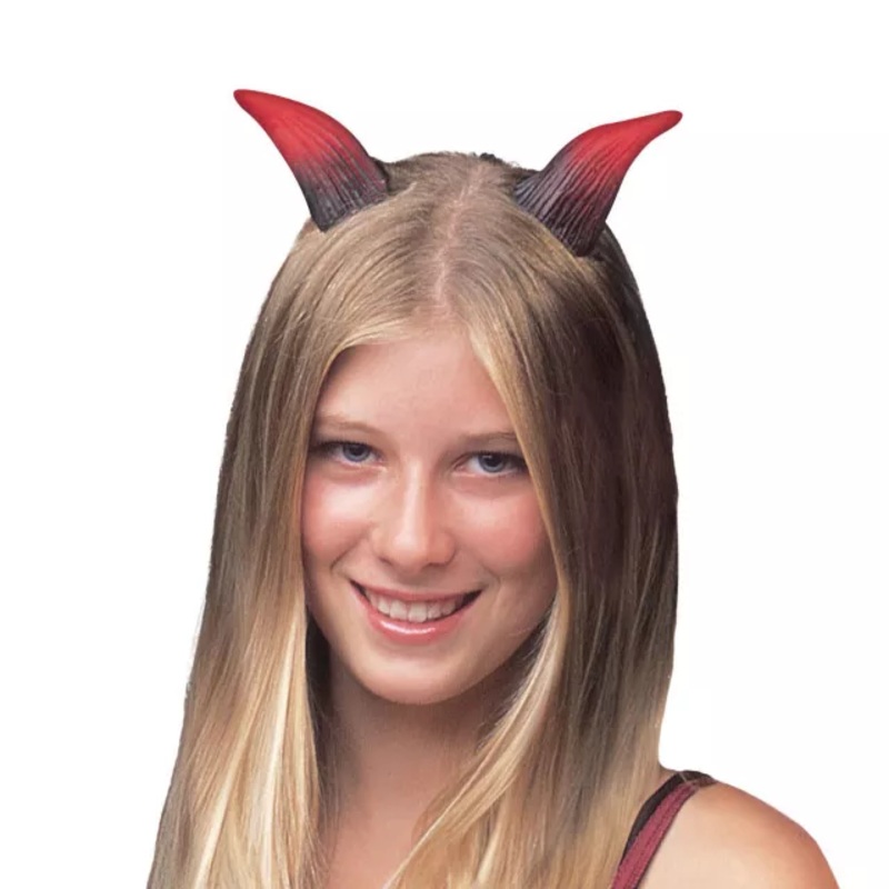 Devil Latex Horns BLACK AND RED ONE SIZE FITS MOST