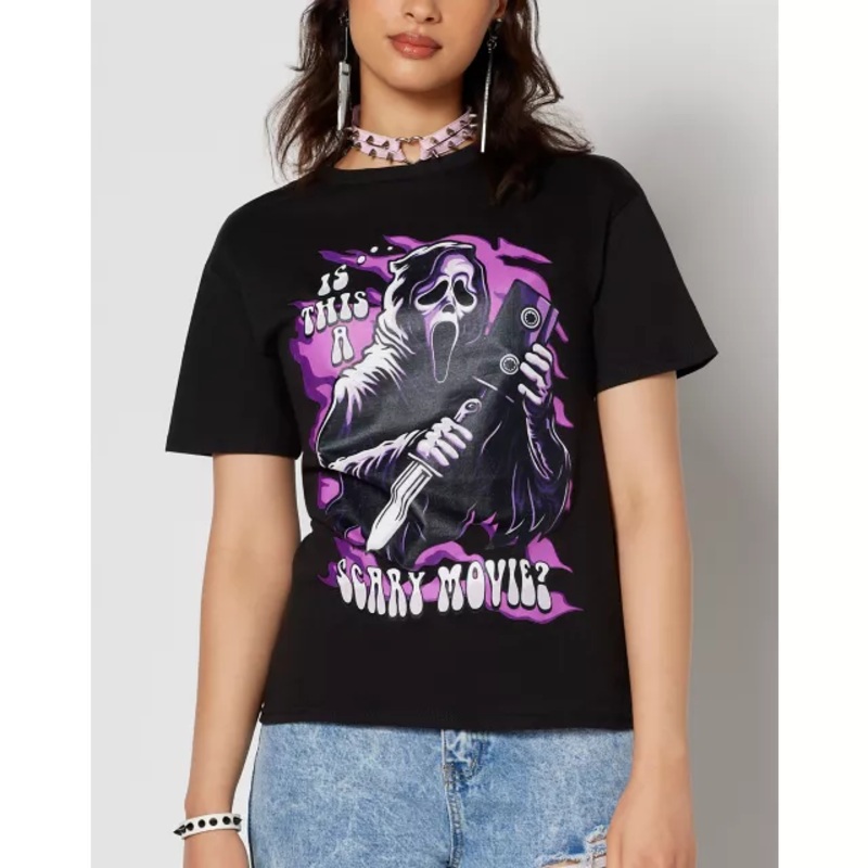 Ghost Face Scary Movie T Shirt BLACK ADULT SMALL