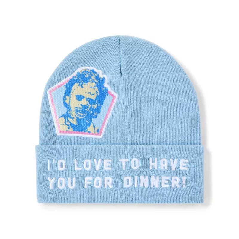 I'd Love to Have You for Dinner Cuff Beanie Hat - The Texas Chainsaw Massacre LIGHT BLUE ONE SIZE FITS MOST