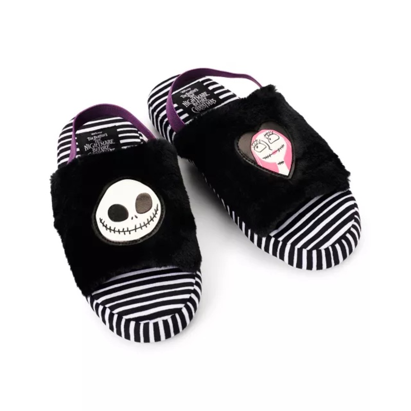 Jack Skellington and Sally Spa Slippers - The Nightmare Before Christmas BLACK SMALL/MEDIUM