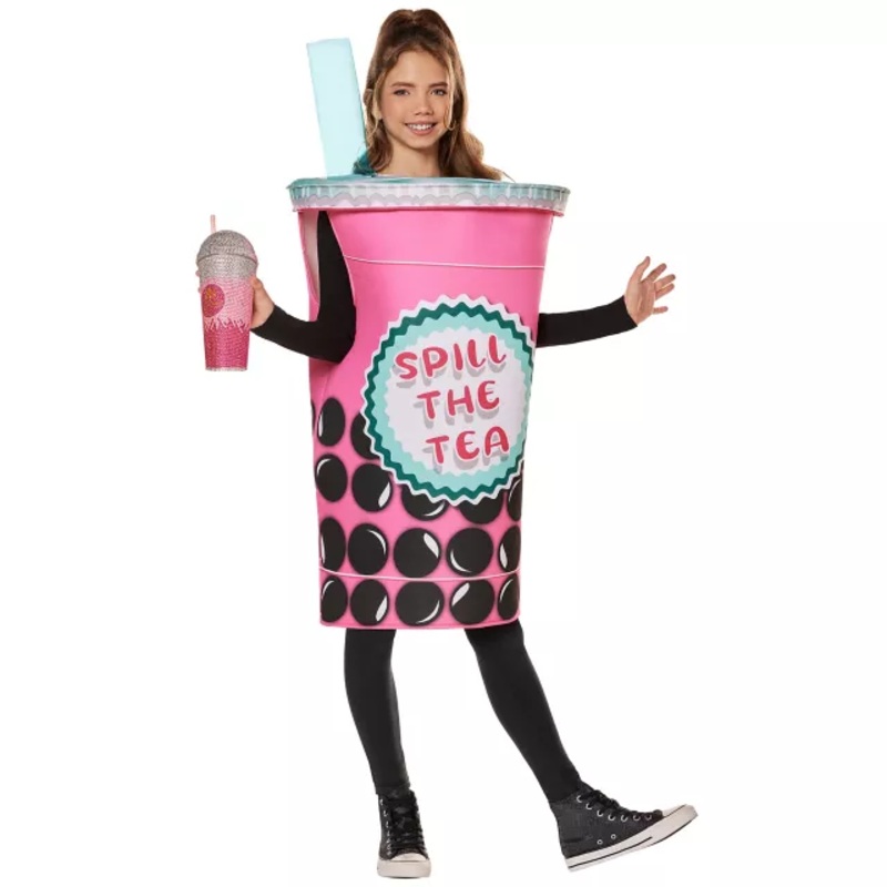 Kids Bubble Tea Costume WHITE CHILD ONE SIZE