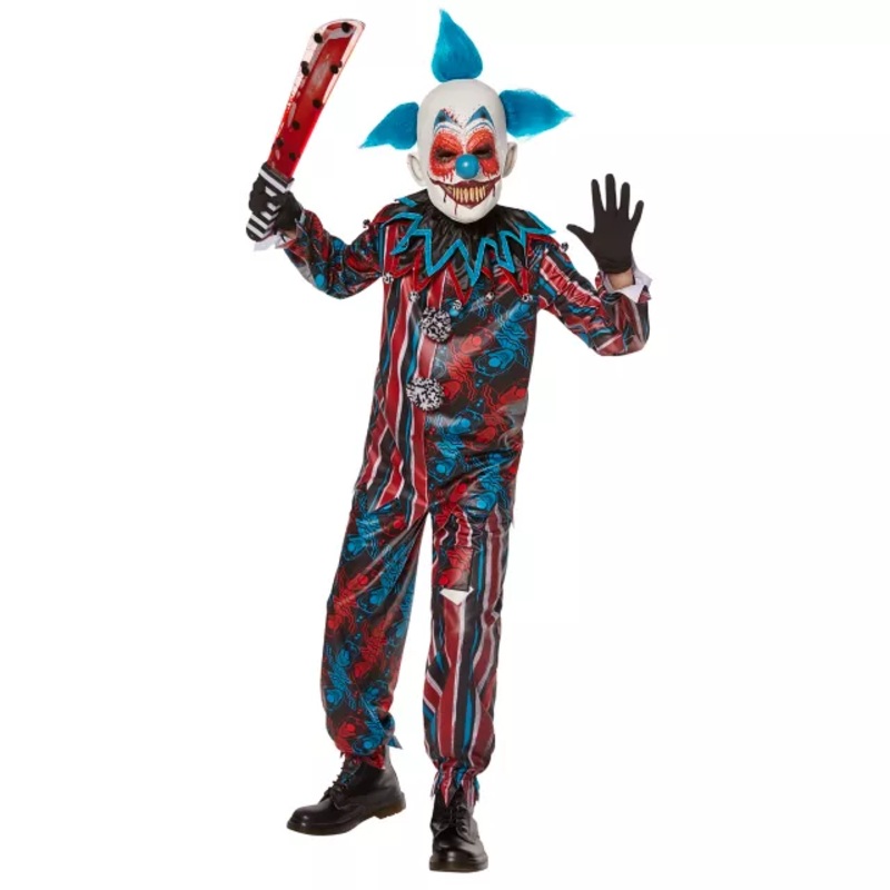 Kids Dark Carnival Clown Costume BLACK/BLUE/RED CHILD SMALL