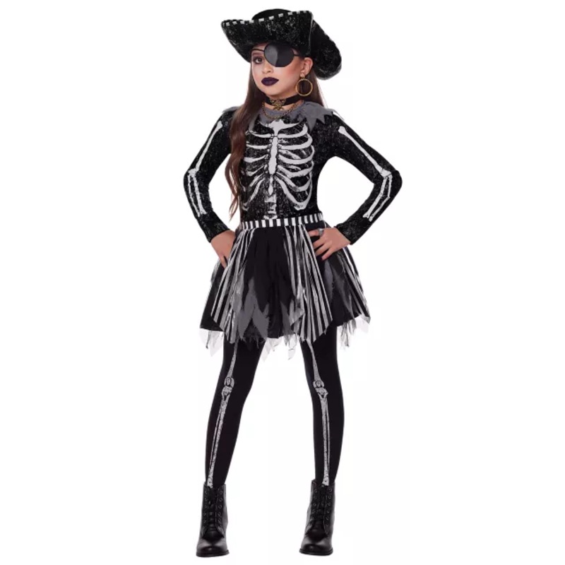 Kids Skeleton Pirate Costume BLACK CHILD SMALL