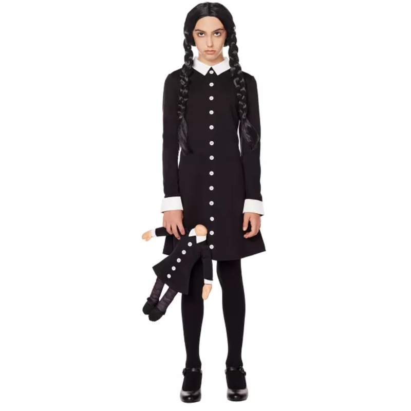 Kids Wednesday Addams Costume - The Addams Family BLACK CHILD EXTRA SM