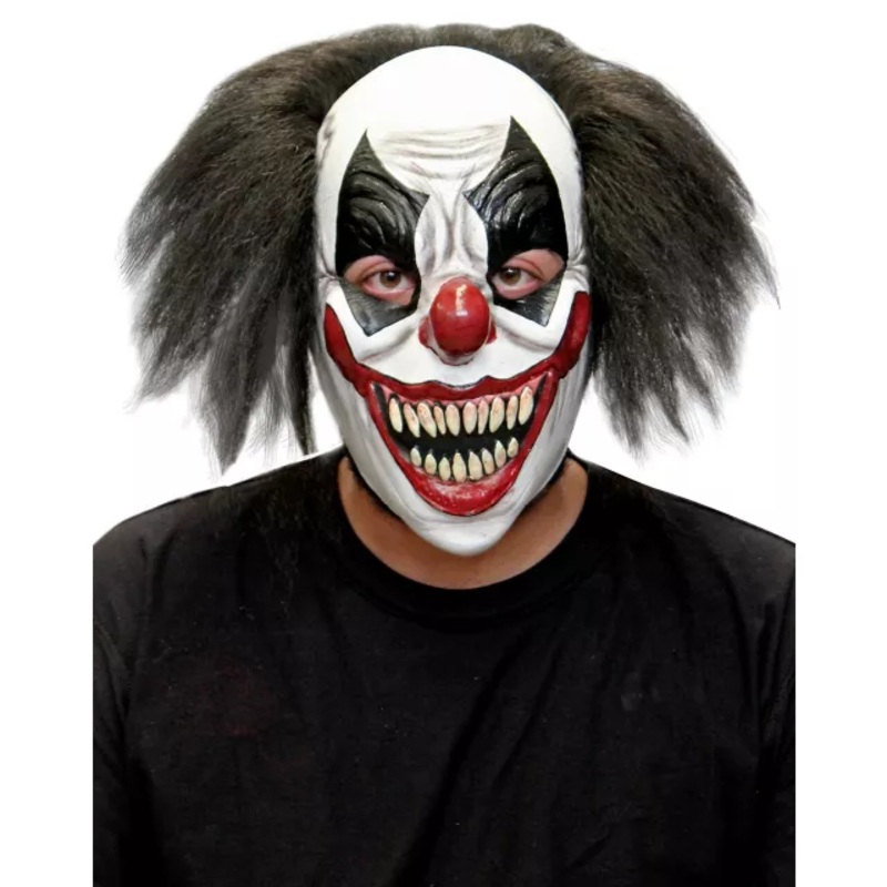 Red White and Black Clown Full Mask WHITE ONE SIZE FITS MOST
