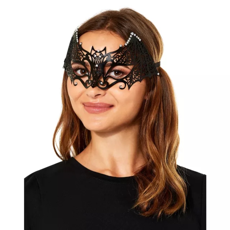 Rhinestone Bat Half Mask BLACK ONE SIZE FITS MOST