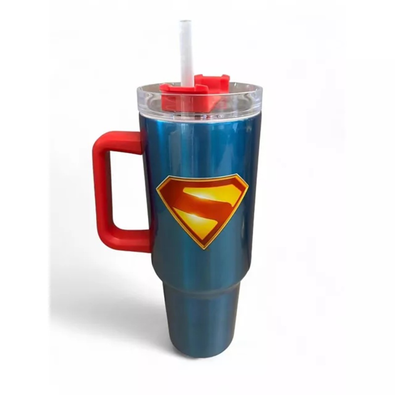 Superman 2025 Logo Tumbler with Straw - 40 oz. RED / BLUE 40 OUNCE