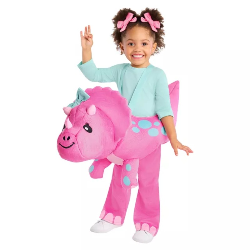 Toddler Pink Dino Ride-Along Costume HOT PINK CHILD ONE SIZE