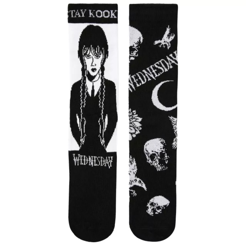 Wednesday Addams Crew Socks - 2 Pack BLACK AND WHITE ONE SIZE FITS MOST