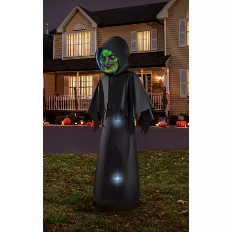 6 Ft. Masked Hooded Figure Light-Up Inflatable Decoration BLACK