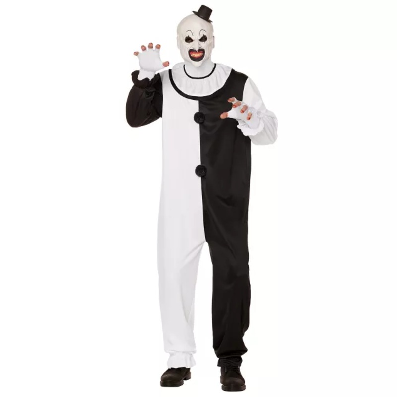 Adult Art the Clown Costume - Terrifier BLACK AND WHITE SMALL/MEDIUM