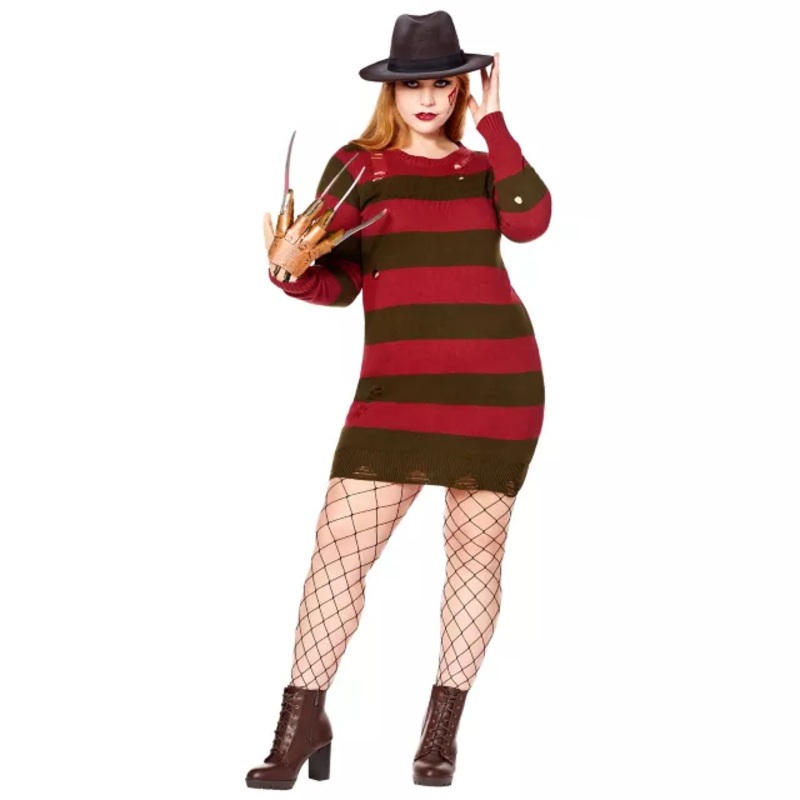 Adult Freddy Krueger Sweater Dress - A Nightmare on Elm Street RED GREEN 2X