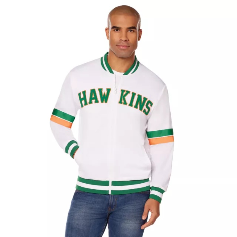 Adult Hawkins Track Jacket - Stranger Things GREEN/WHITE ADULT SMALL