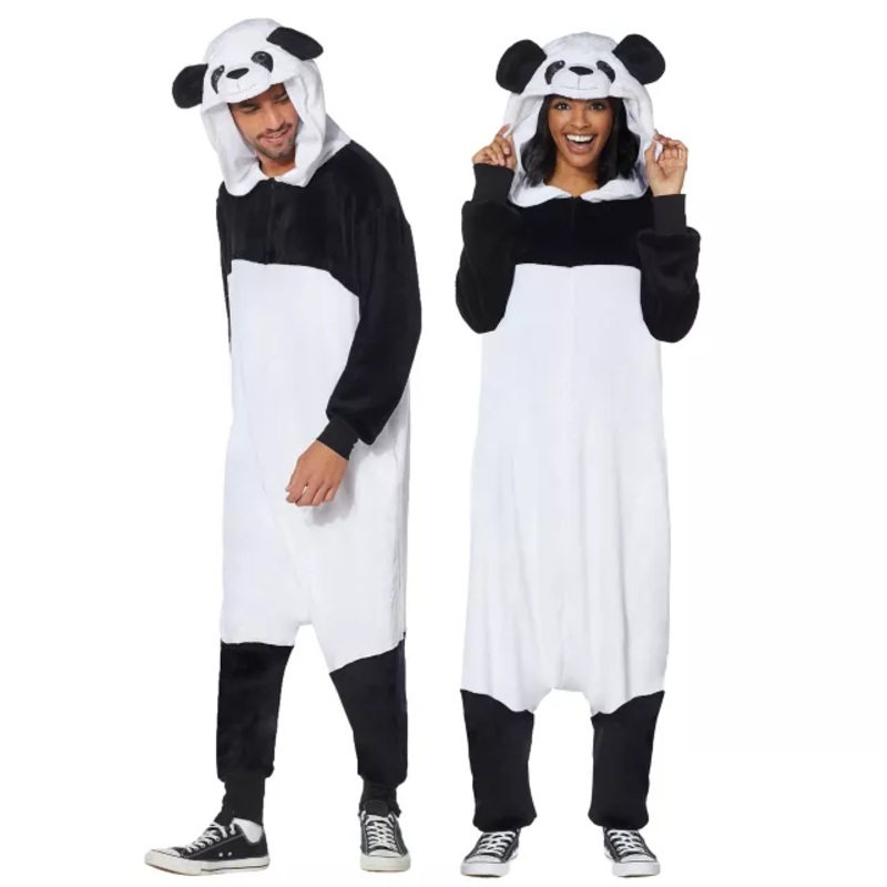 Adult Panda Jumpsuit Costume WHITE ONE SIZE FITS MOST