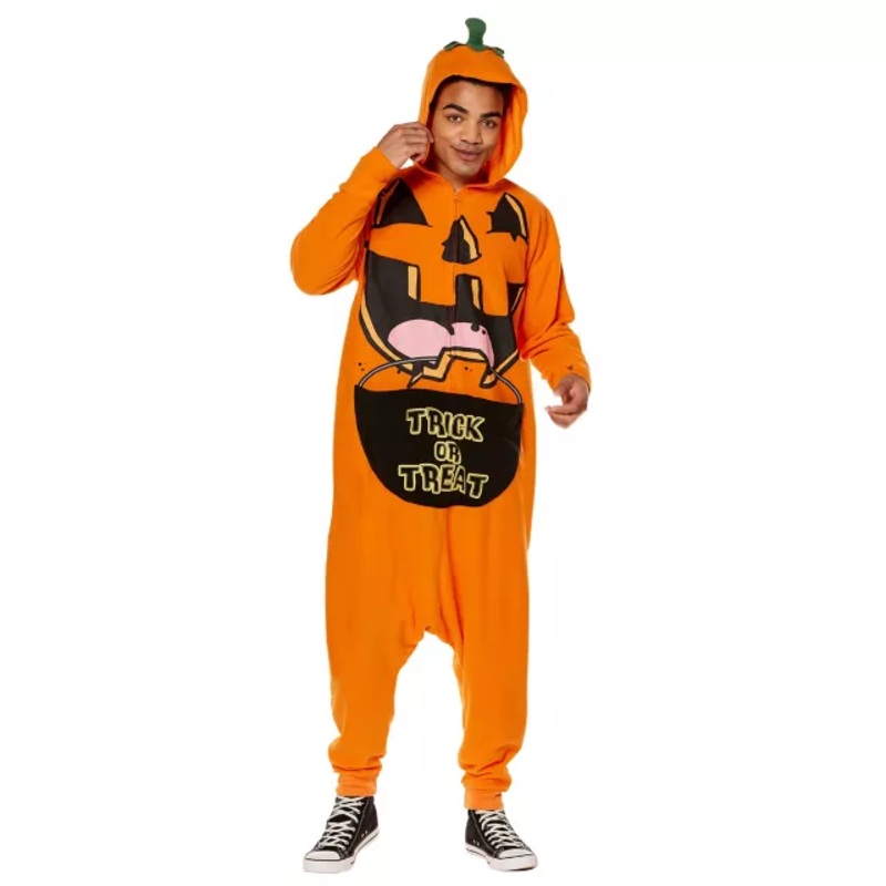 Adult Pumpkin Jumpsuit Costume ORANGE ONE SIZE FITS MOST