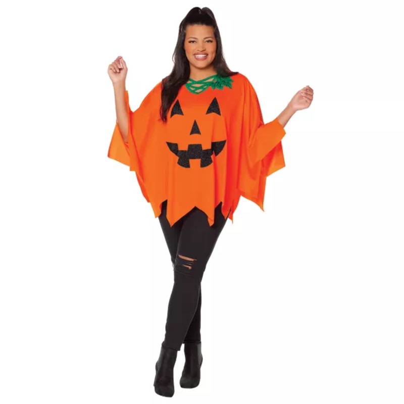 Adult Pumpkin Poncho ORANGE ONE SIZE FITS MOST