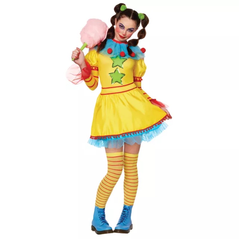 Adult Shorty Dress Costume - Killer Klowns from Outer Space YELLOW ADULT SMALL