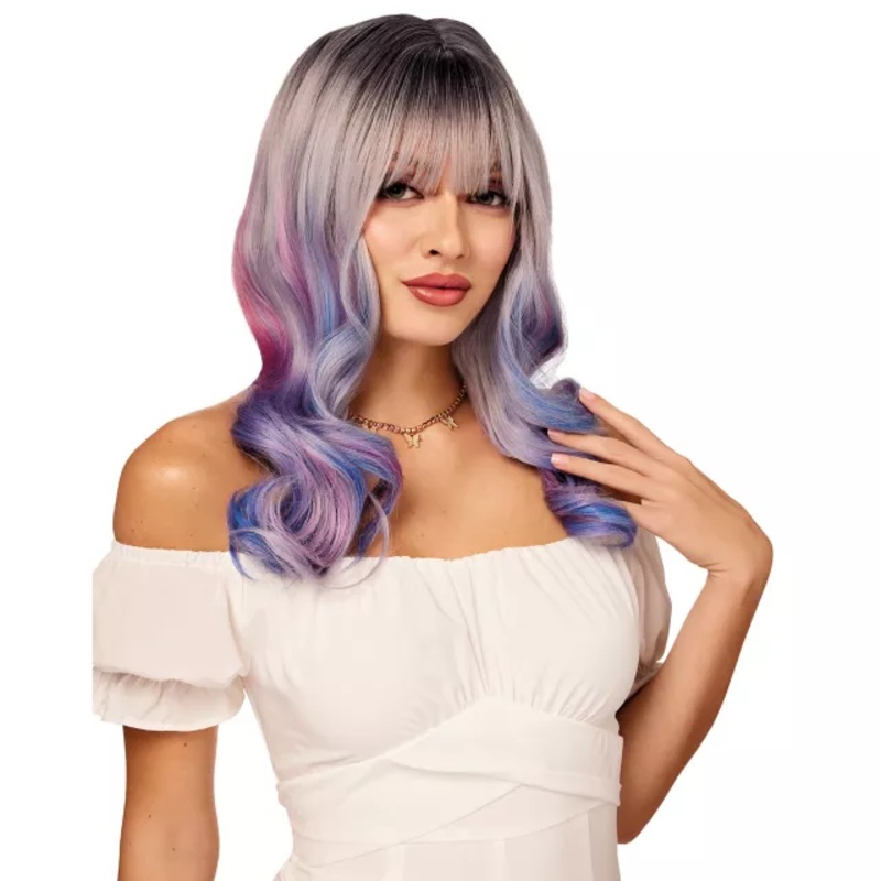 Heat Resistant Cotton Candy Purple Wig PURPLE ONE SIZE FITS MOST