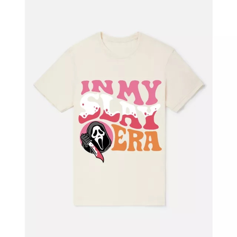 In My Slay Era T Shirt - Ghost Face SAND ADULT SMALL