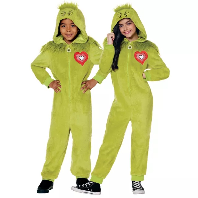 Kids The Grinch Jumpsuit Costume - Dr. Seuss GREEN CHILD SMALL