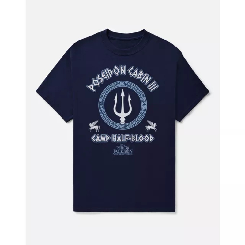 Percy Jackson Cabin III Camp Half-Blood  T Shirt NAVY ADULT MEDIUM