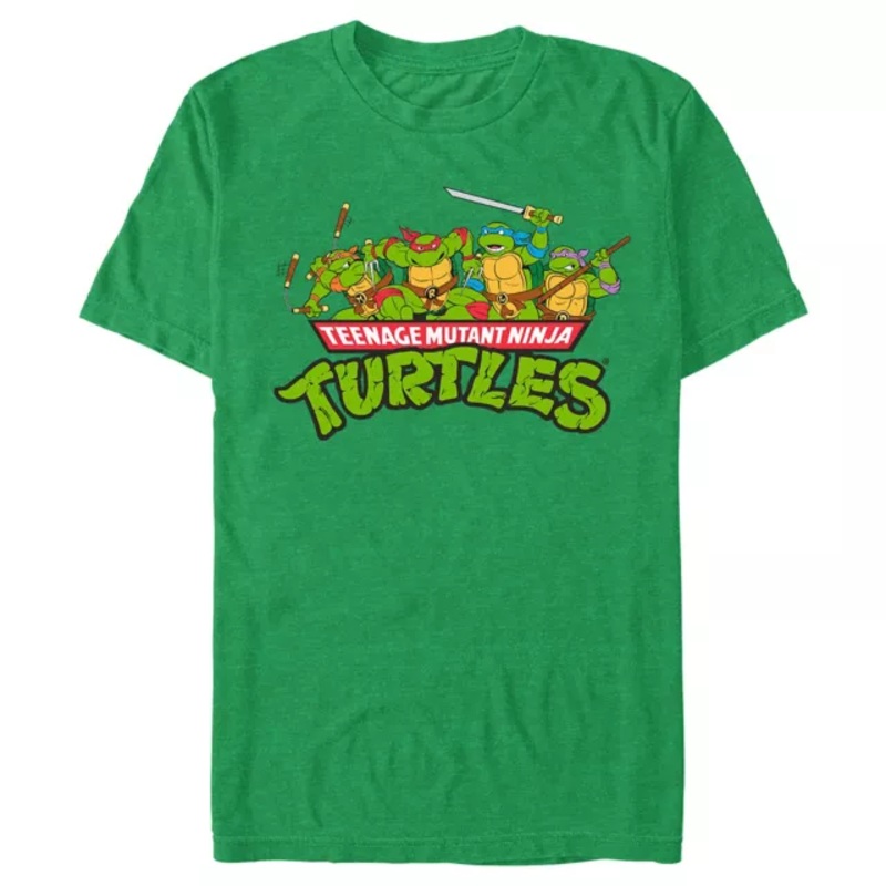 TMNT Game Face T Shirt - Teenage Mutant Ninja Turtles KELLY GREEN ADULT SMALL