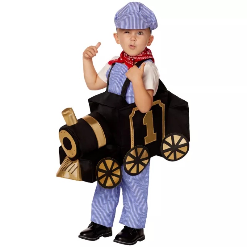 Toddler Ride-Along Train and Conductor Costume MULTI-COLOR CHILD ONE SIZE