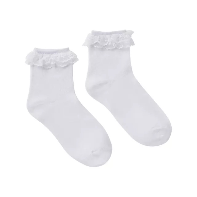White Lace Top Ankle Socks WHITE ONE SIZE FITS MOST