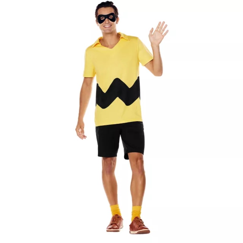Adult Charlie Brown Costume Kit - Peanuts BLACK AND YELLOW ADULT SMALL
