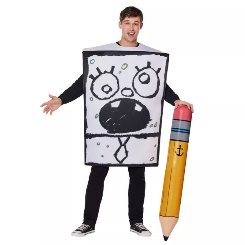 Adult DoodleBob Costume - SpongeBob SquarePants BLACK AND WHITE ONE SIZE FITS MOST