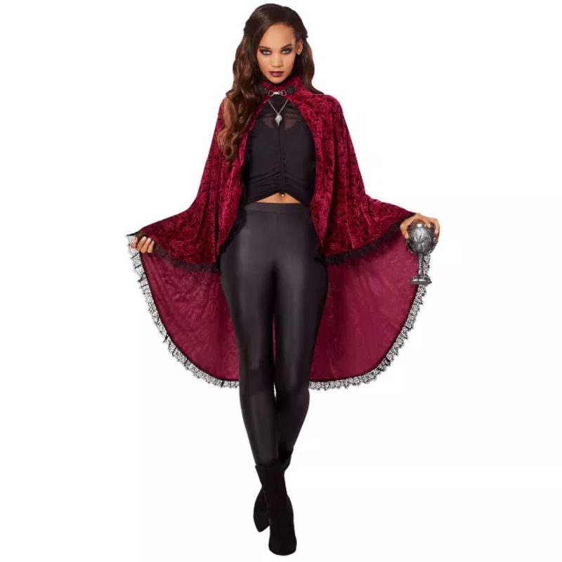Adult Victorian Vampire Cape RED ONE SIZE FITS MOST