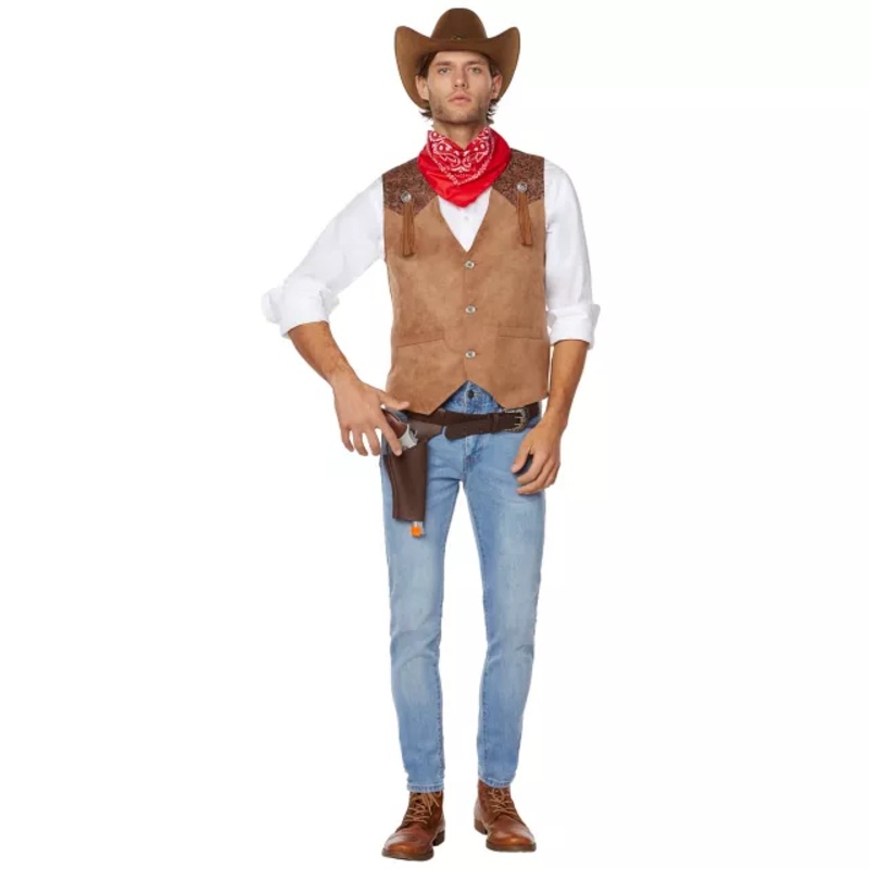 Adult Western Cowboy Plus Size Costume Kit BROWN 2X