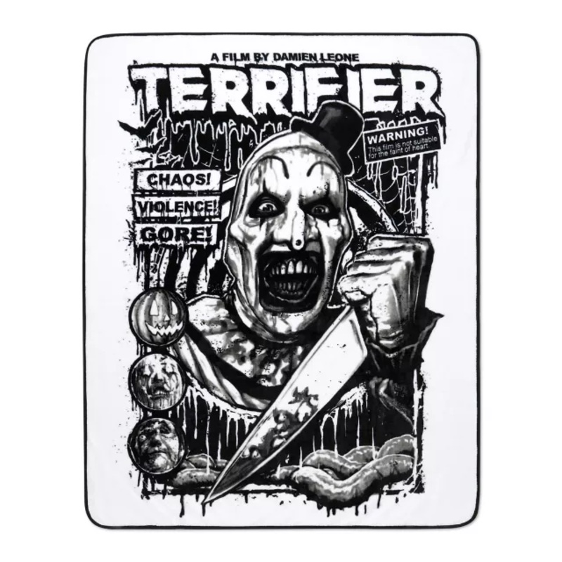 Art the Clown Chaos Fleece Blanket - Terrifier BLACK AND WHITE 60 IN X 50 IN